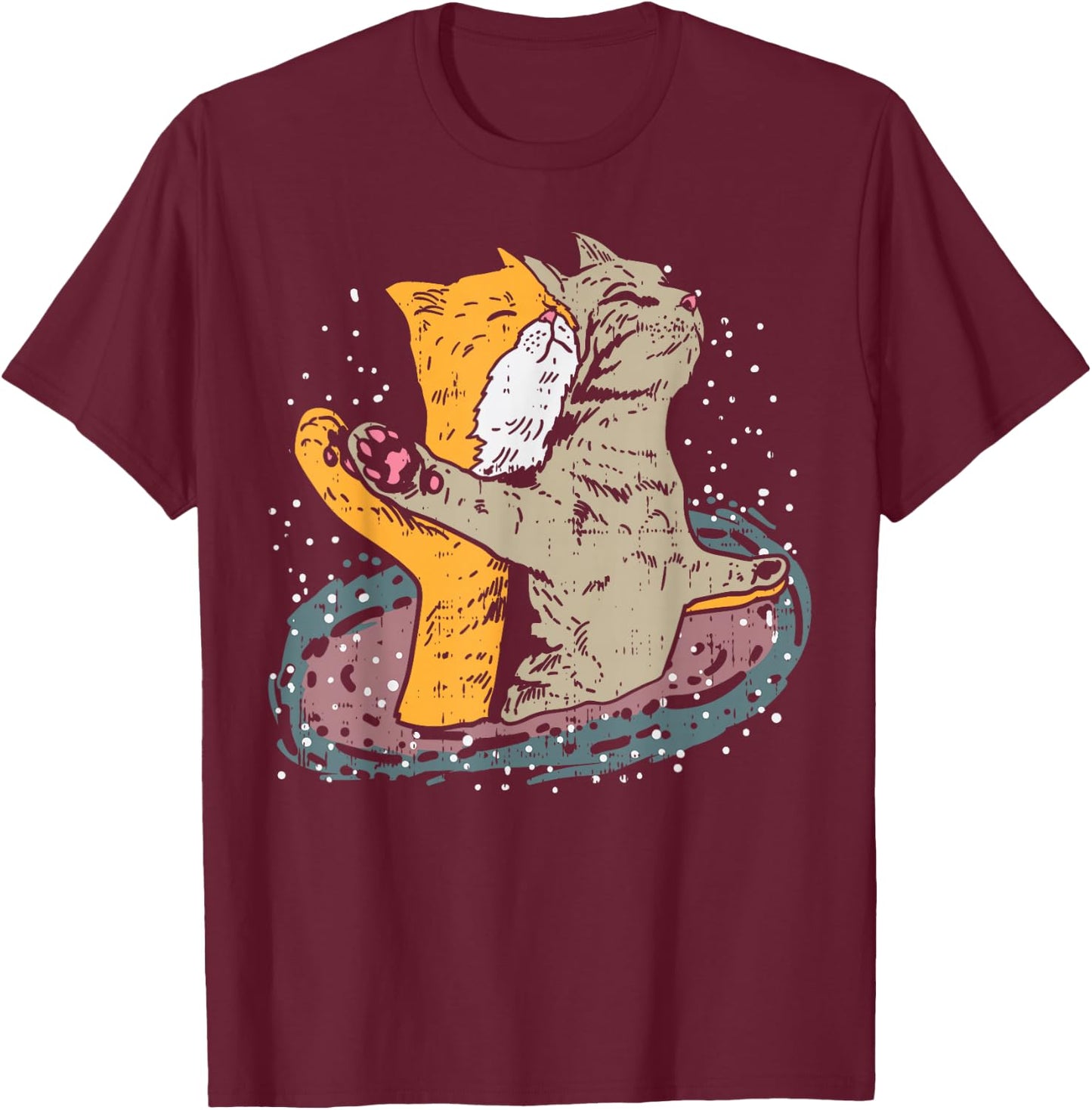Cats Titanic Pose In Space Funny Movie Pun Animal Lover Gift T-Shirt - T-Shirt | Maroon