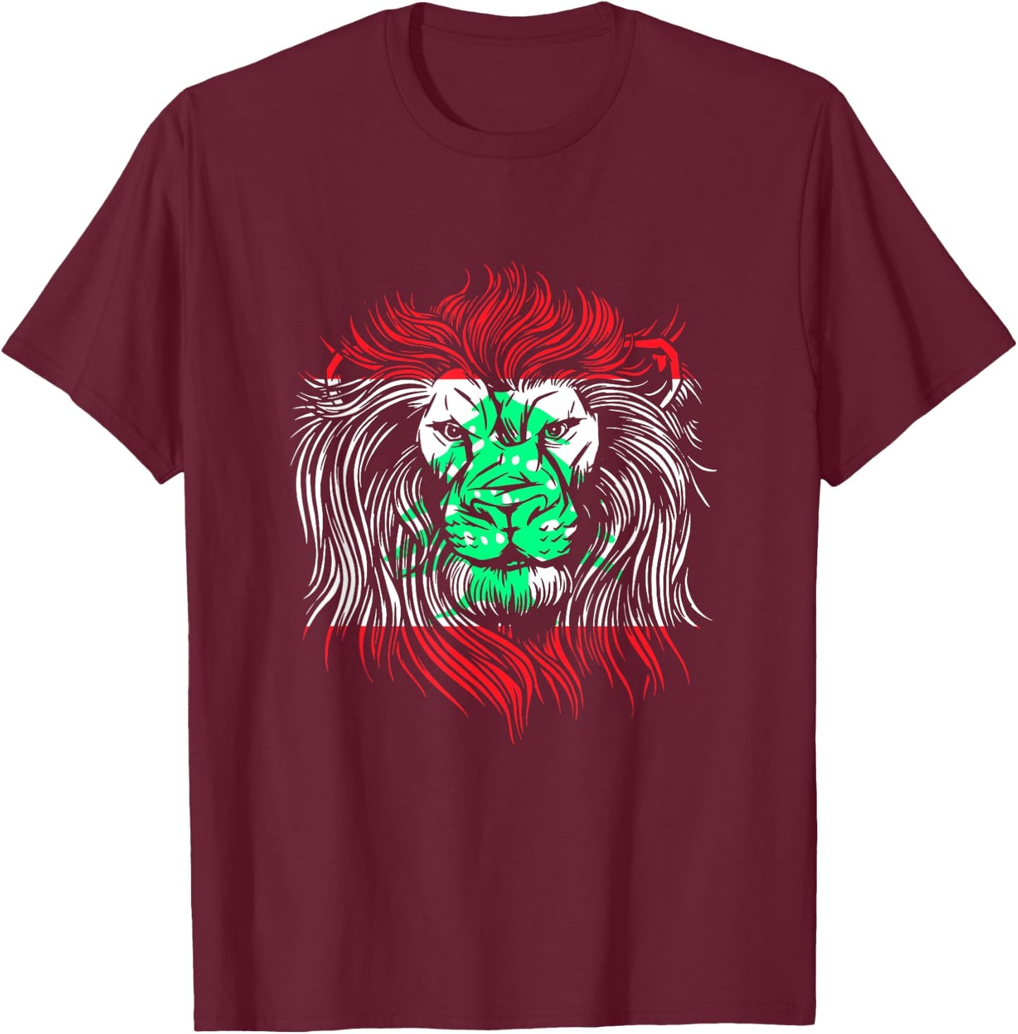 Lion Lebanese Flag Lebanon T-Shirt - T-Shirt | Maroon