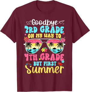 Good Bye 3rd Grade On My Way to 4th Grade Boy Girl Student T-Shirt - T-Shirt | Maroon