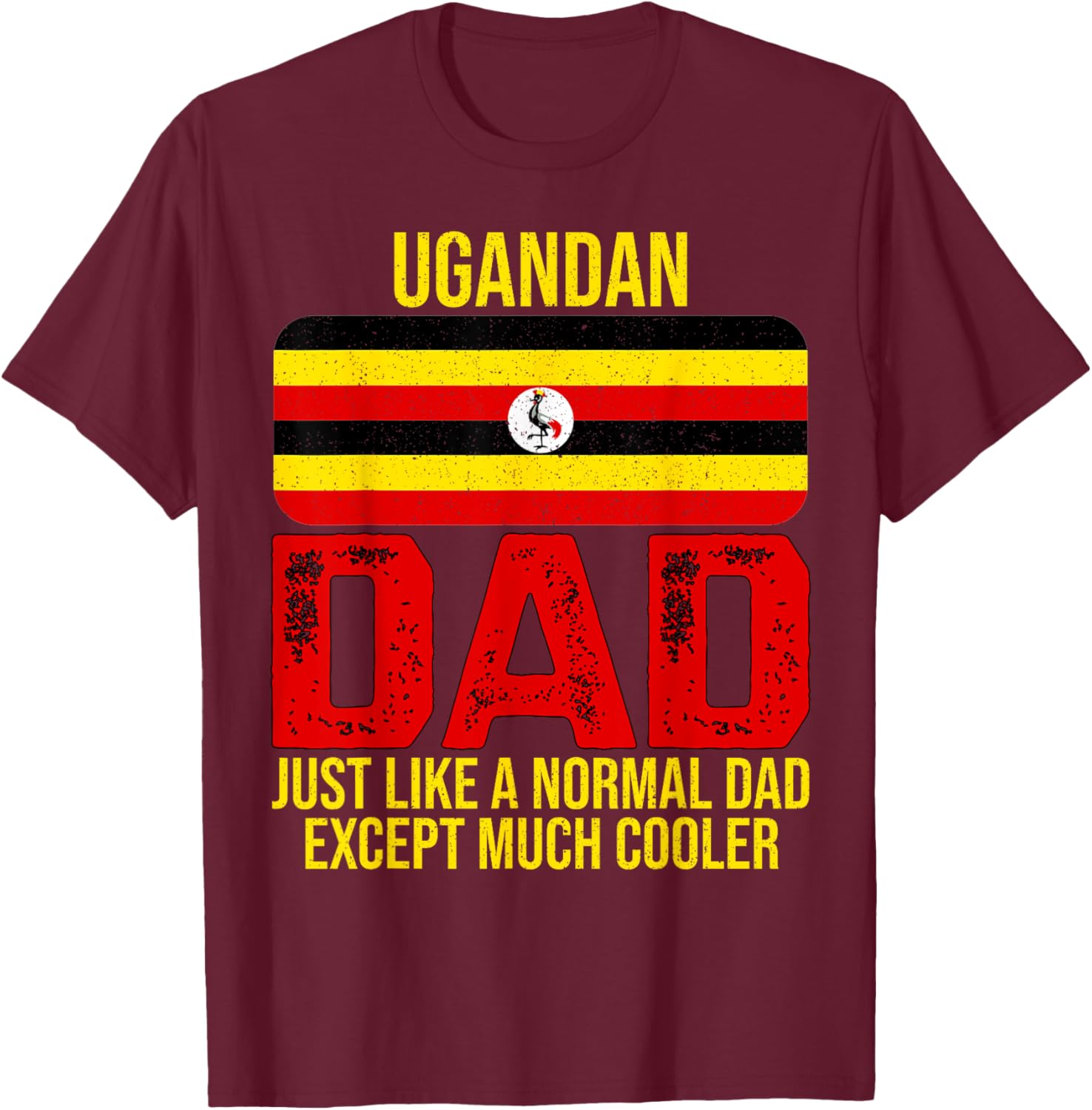 Vintage Ugandan Dad Uganda Flag Design For Father's Day T-Shirt - T-Shirt | Maroon