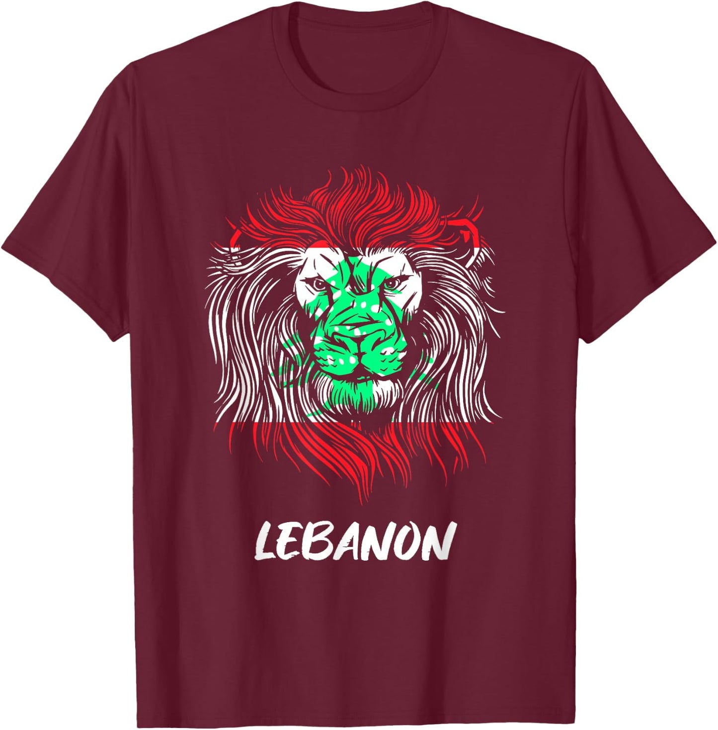 Lebanon Lion Lebanon Flag T-Shirt - T-Shirt | Maroon
