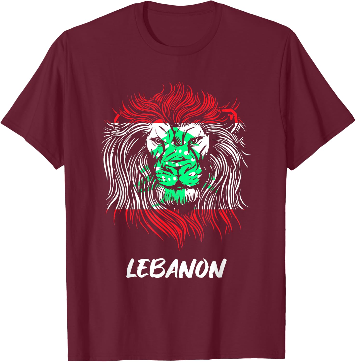 Lebanon Lion Lebanon Flag T-Shirt - T-Shirt | Maroon