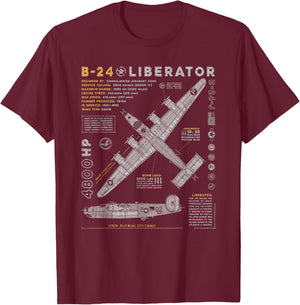 B-24 Liberator | Consolidated Aircraft B24 Bomber Vintage T-Shirt - T-Shirt | Maroon