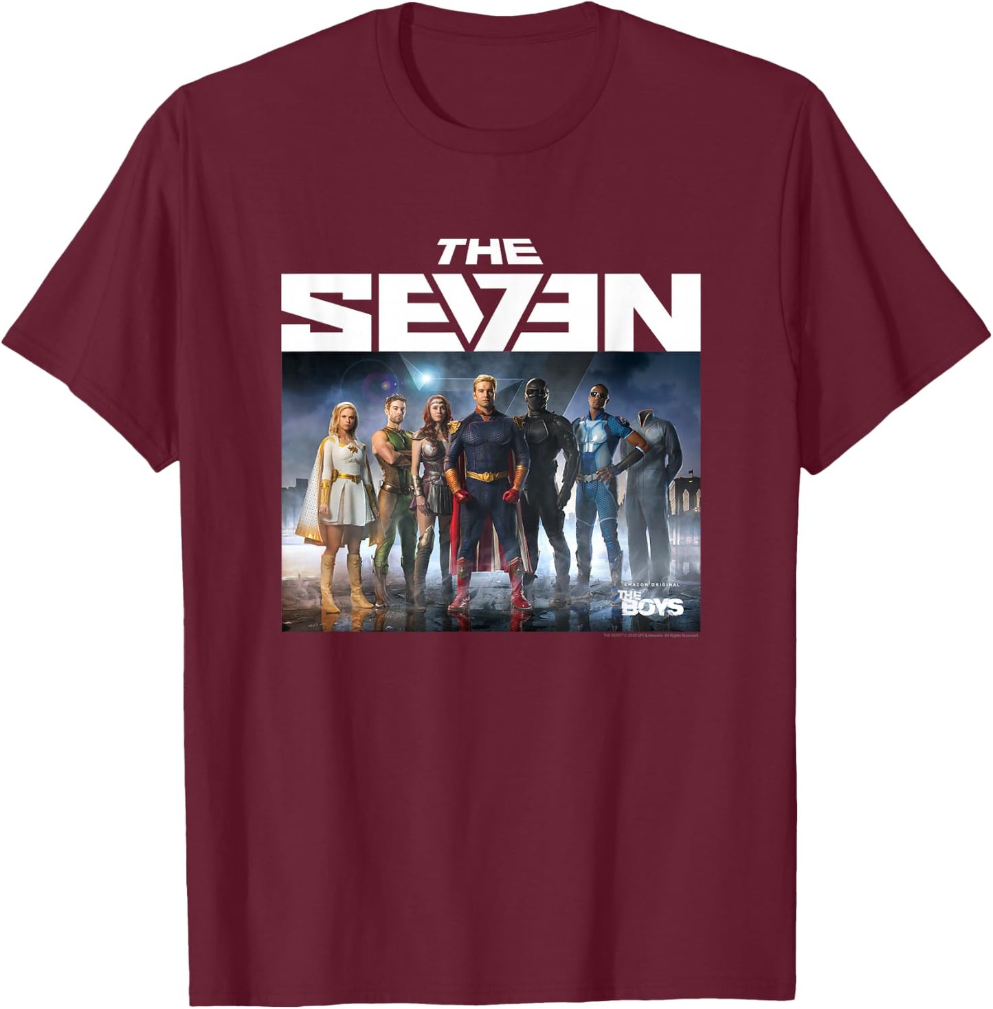 The Boys The Seven Photo Superhero TV Show T-Shirt - T-Shirt | Maroon