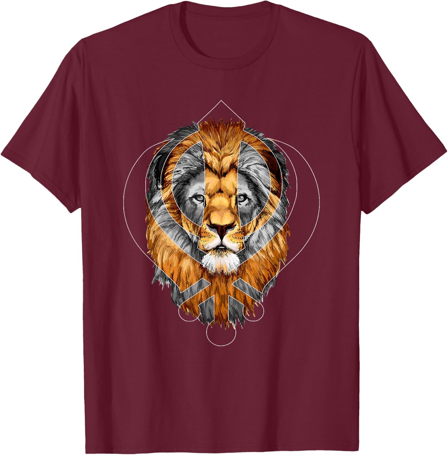 Punjabi Singh Sikh Khanda Lion Sikhism T-Shirt - T-Shirt | Maroon