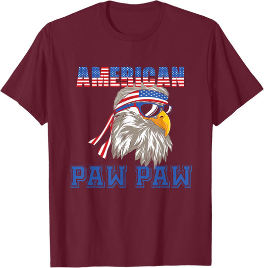 American Paw Paw Eagle Flag 4th July T-Shirt - T-Shirt | Maroon