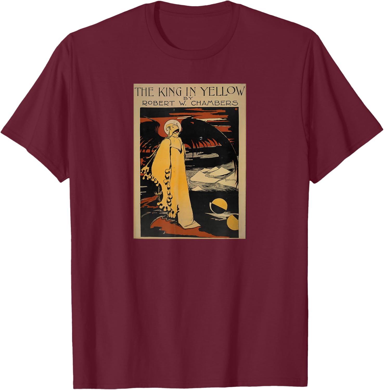 Vintage King In Yellow weird fiction cover Art Nouveau T-Shirt - T-Shirt | Maroon