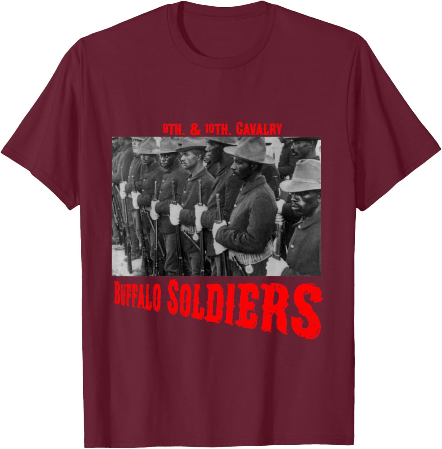 The Real Buffalo Soldiers 9th & 10 Cavalry T-Shirt - T-Shirt | Maroon