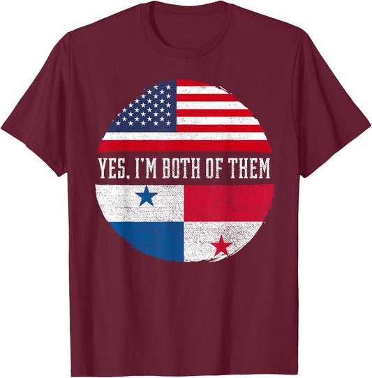 Half American Half Panamanian USA Flag Panama Heritage DNA T-Shirt - T-Shirt | Maroon