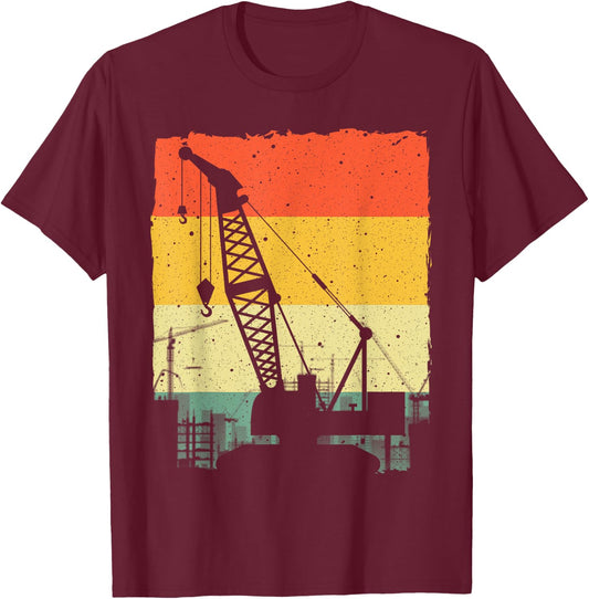 Funny Crane Art Men Women Crane Operator Heavy Equipment T-Shirt - T-Shirt | Maroon