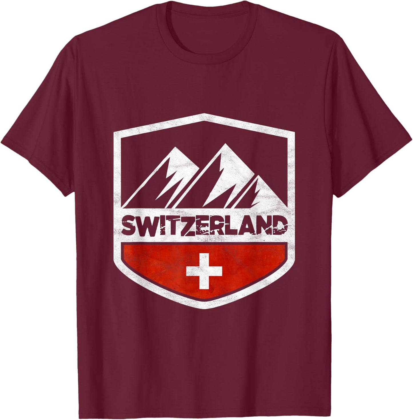 Switzerland Mountains T-Shirt - T-Shirt | Maroon