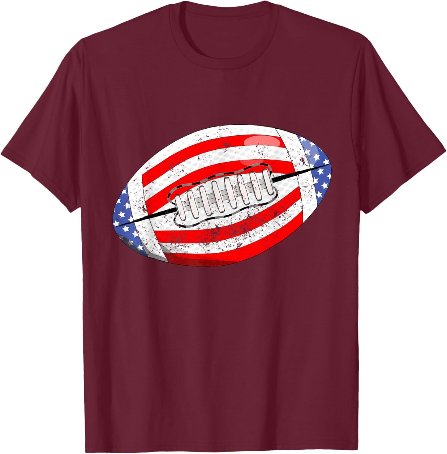 American Football American Flag 4th of July Kids Boys T-Shirt - T-Shirt | Maroon