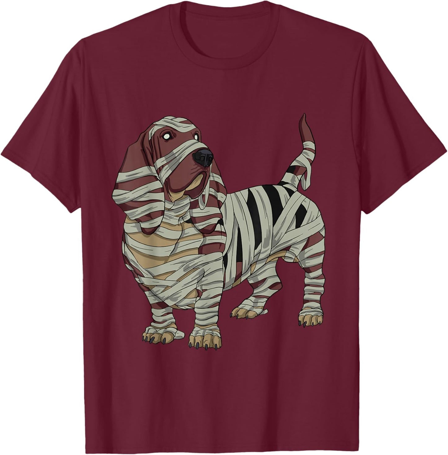 Basset Hound Dog Mummy Halloween Costume Dog Lovers T-Shirt - T-Shirt | Maroon