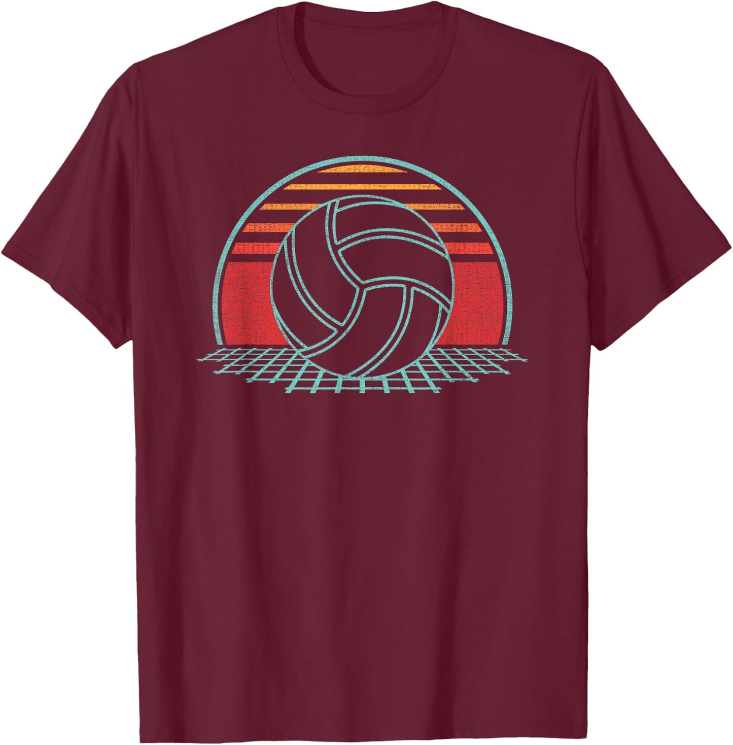 Volleyball Lover Retro Vintage 80s Style Player T-Shirt - T-Shirt | Maroon