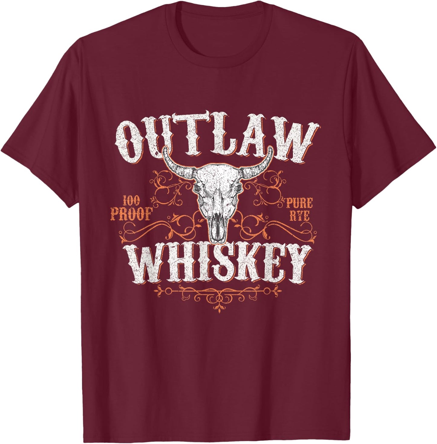 Outlaw Whiskey Country Vintage Graphic T-Shirt - T-Shirt | Maroon