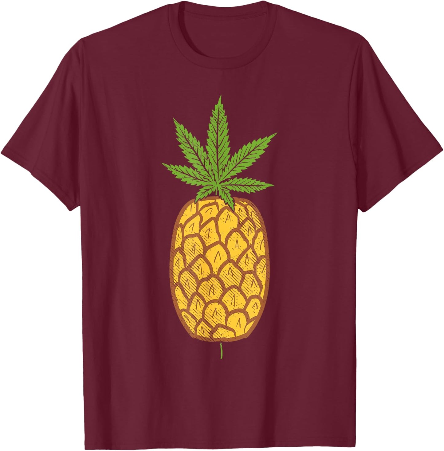 Pineapple Weed Cannabis Funny Marijuana 420 THC Stoner Gift T-Shirt - T-Shirt | Maroon