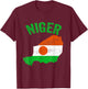Distressed Retro Niger Flag Niger Map Patriotic Women Kids Men T-Shirt - T-Shirt | Maroon