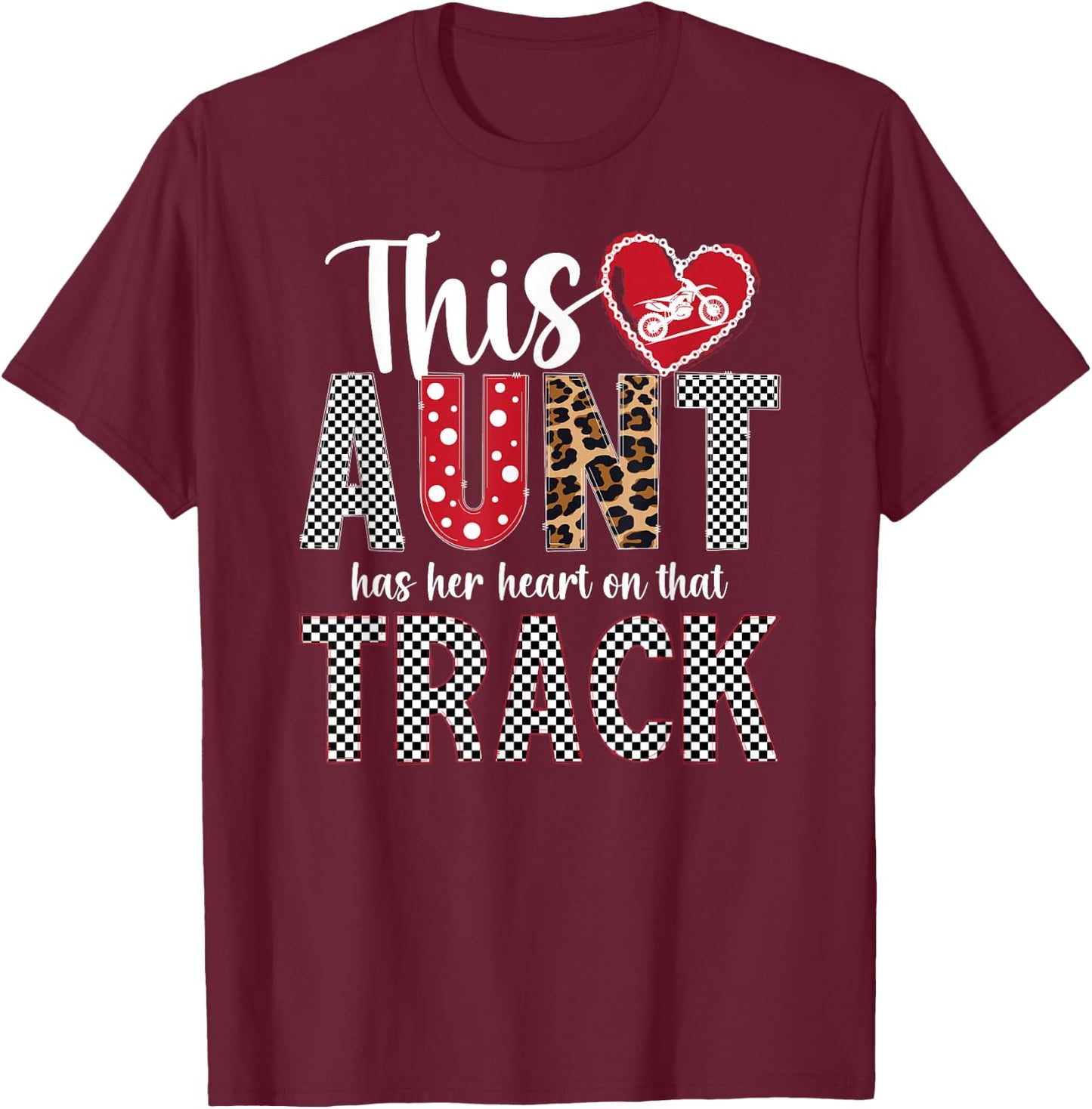 On That Track Motocross Aunt Motocross Rider Auntie T-Shirt - T-Shirt | Maroon