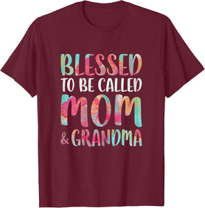 Blessed To Be Called Mom And Grandma Shirt Mothers Day T-Shirt - T-Shirt | Maroon