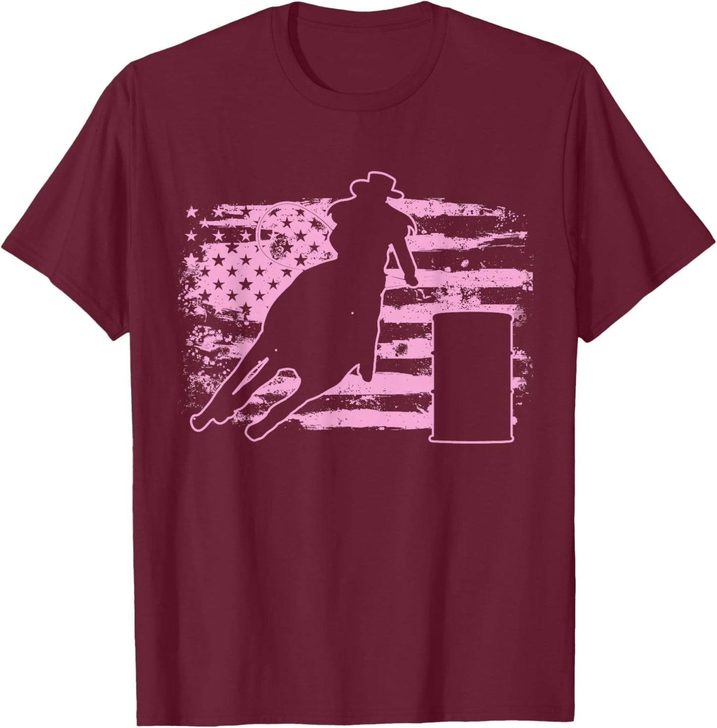 Barrel Racing USA American Flag Gift Barrel Racers T-Shirt - T-Shirt | Maroon