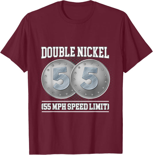 Double Nickel CB Talk Trucker Design T-Shirt - T-Shirt | Maroon