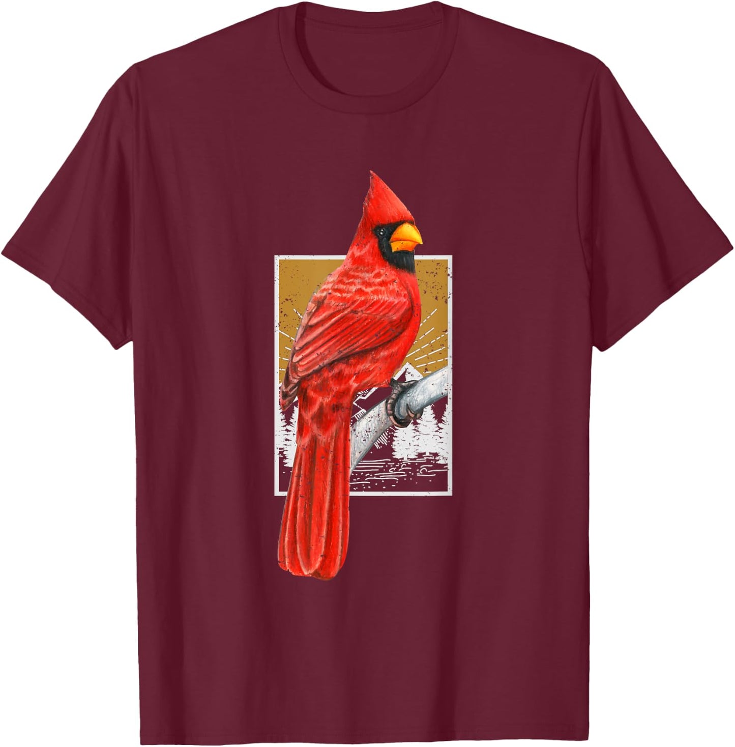 Red Cardinal Bird Watcher Bird Watching Vintage Nature Bird T-Shirt - T-Shirt | Maroon