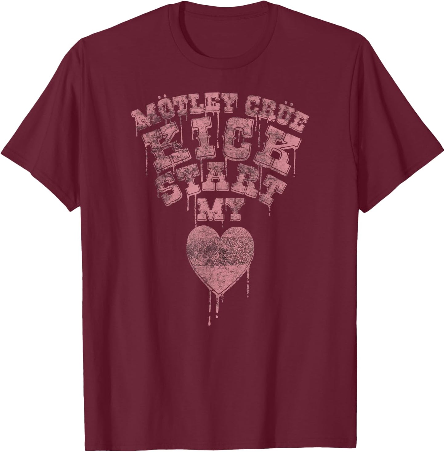 Mötley Crüe – Kickstart My Heart Drip Font Small T-Shirt - T-Shirt | Maroon