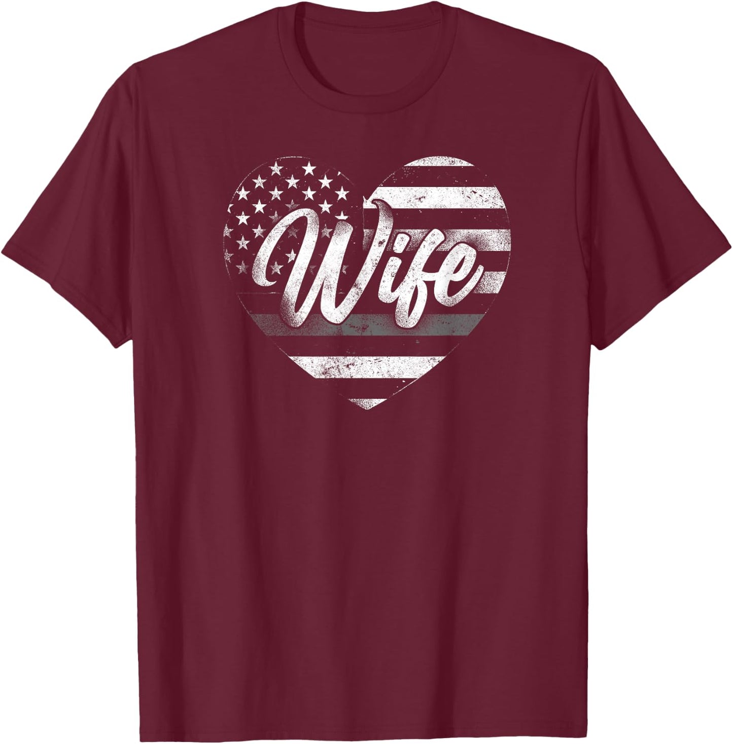 Correctional Officer Wife Marriage Heart American Flag T-Shirt - T-Shirt | Maroon