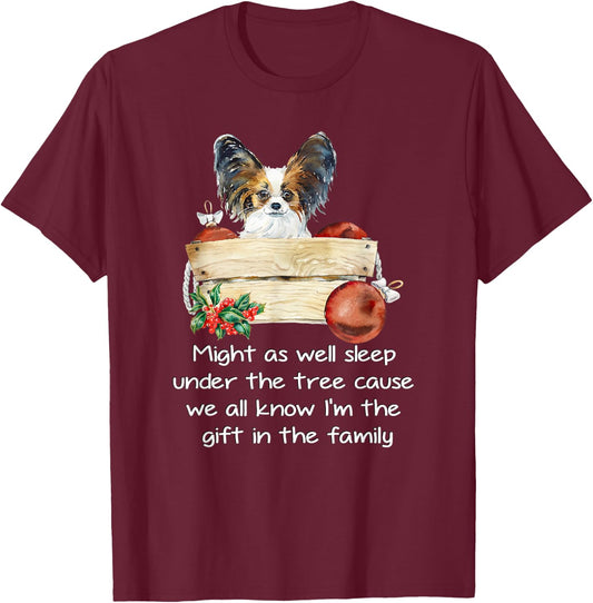 Favorite Family Papillon Puppy Funny Christmas Humor Quote T-Shirt - T-Shirt | Maroon