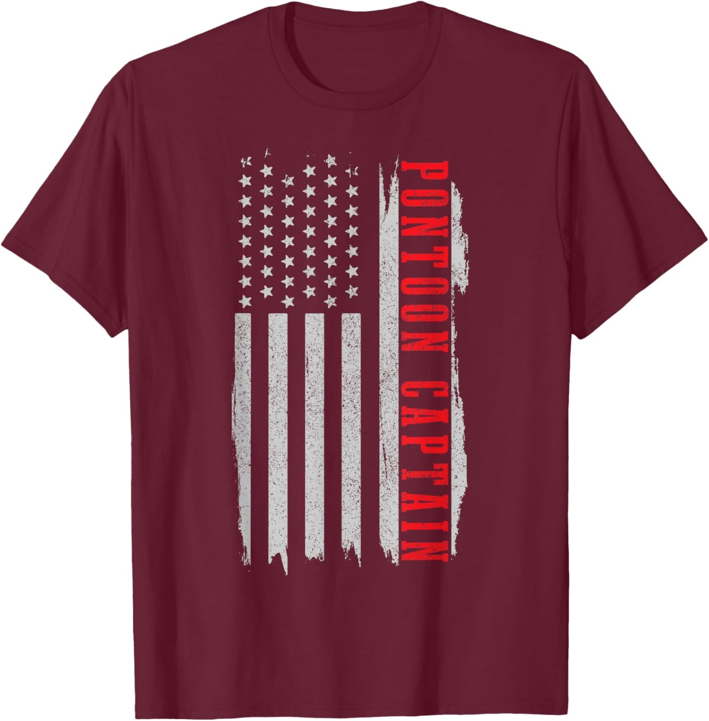Patriotic Pontoon Captain Vintage US Flag Pontooning T-Shirt - T-Shirt | Maroon