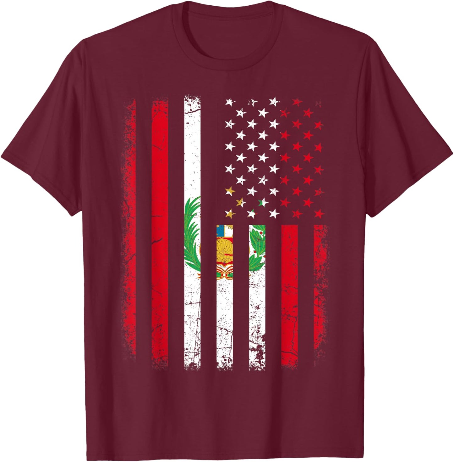 Peruvian American Flag Peruvian Roots Peru America Small T-Shirt - T-Shirt | Maroon