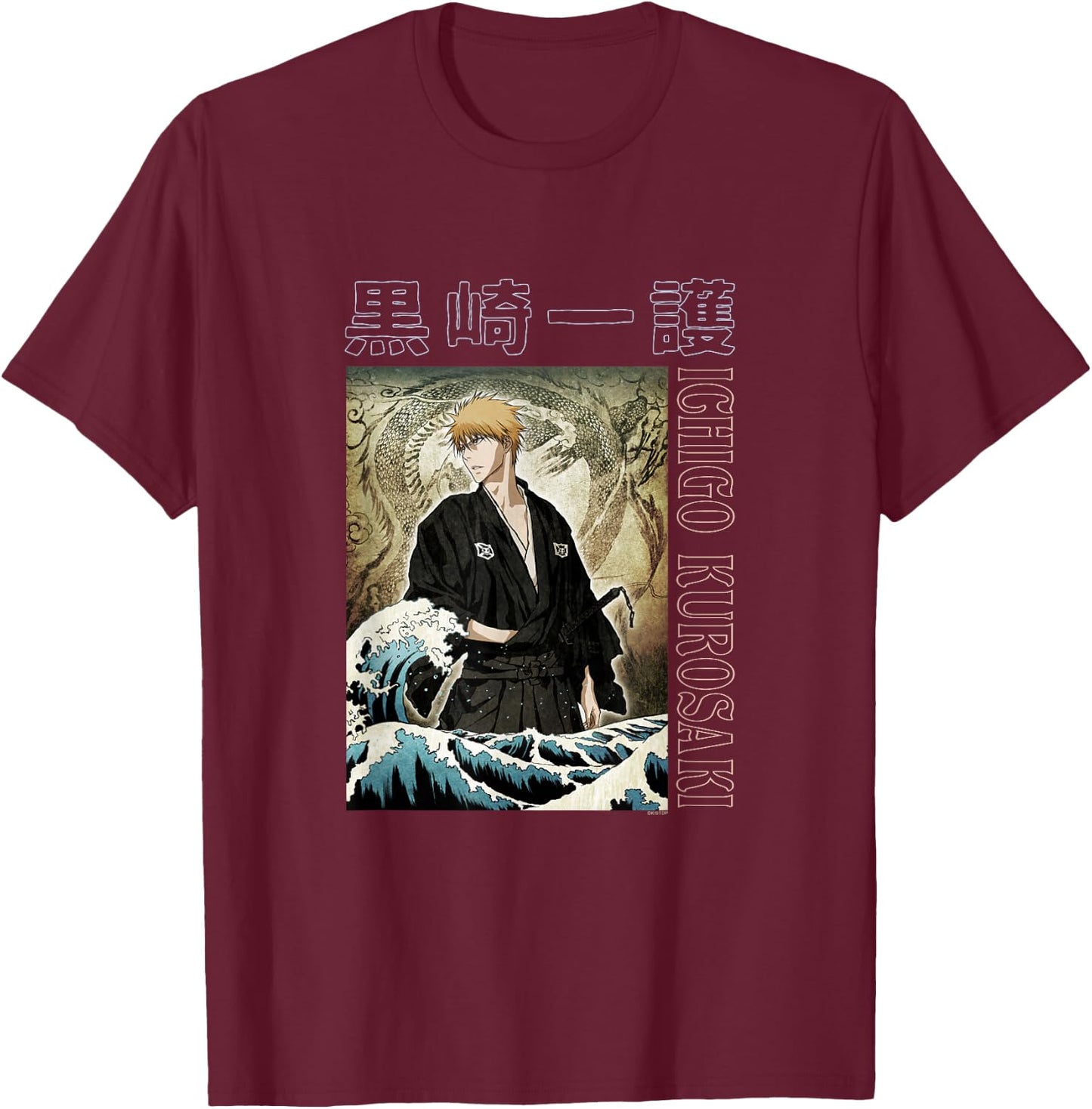 Bleach Ichigo with Waves Anime T-Shirt - T-Shirt | Maroon