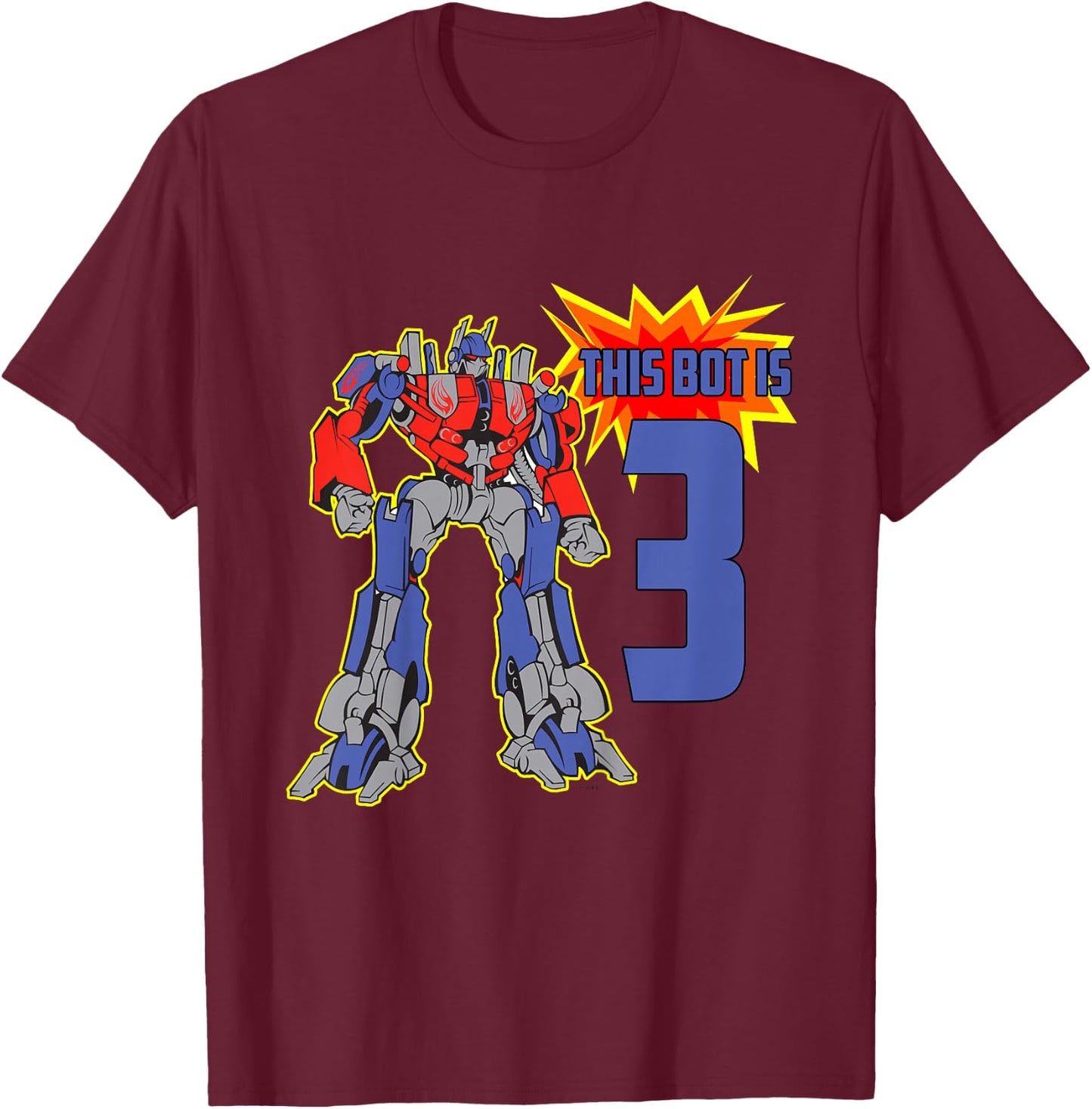 Kids 3rd Birthday Bot Robot for 3 Yr Old Boys Girls T-Shirt - T-Shirt | Maroon