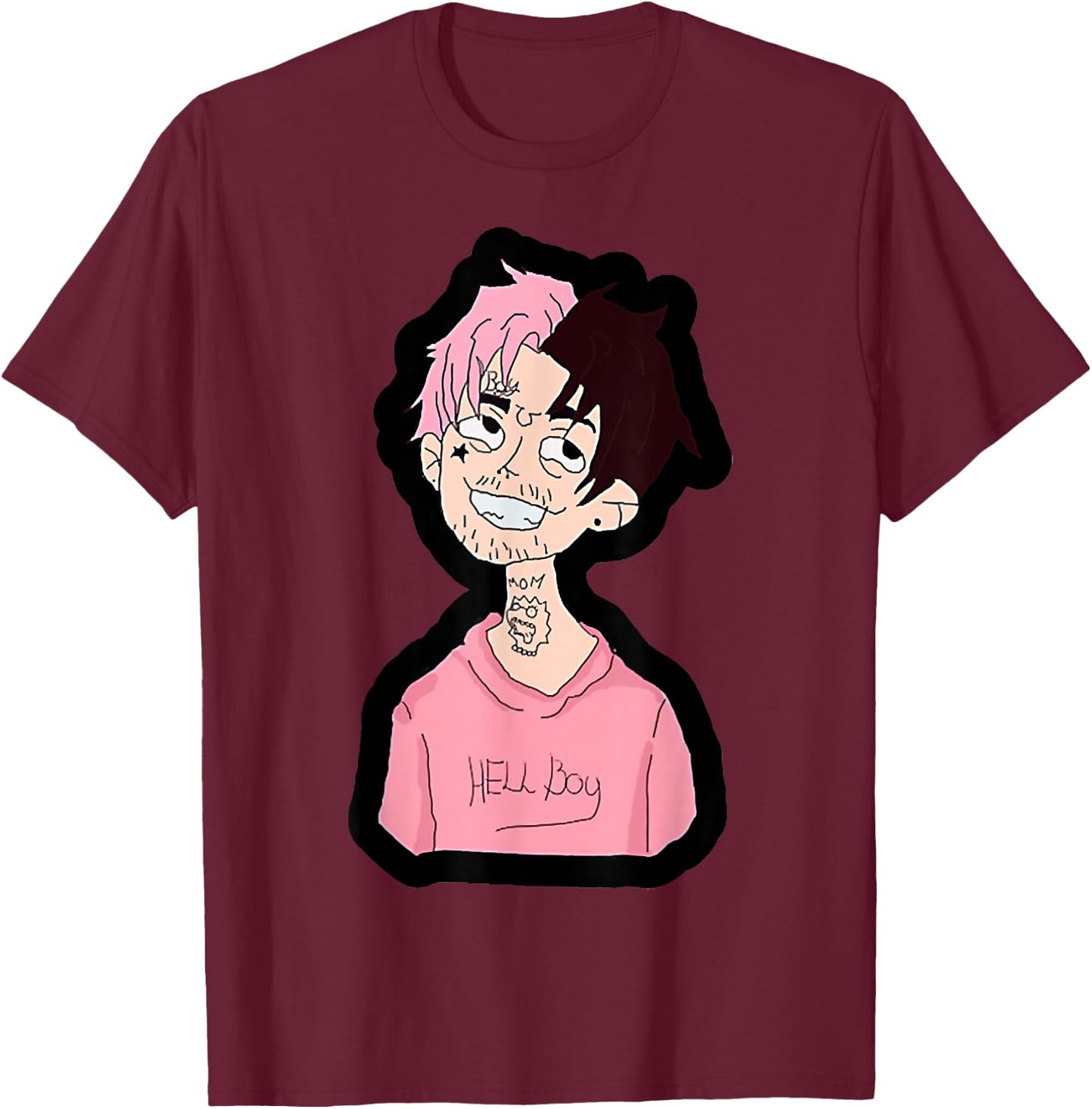 Lil Peepes Kids -Youth Black Cartoon T-Shirt - T-Shirt | Maroon