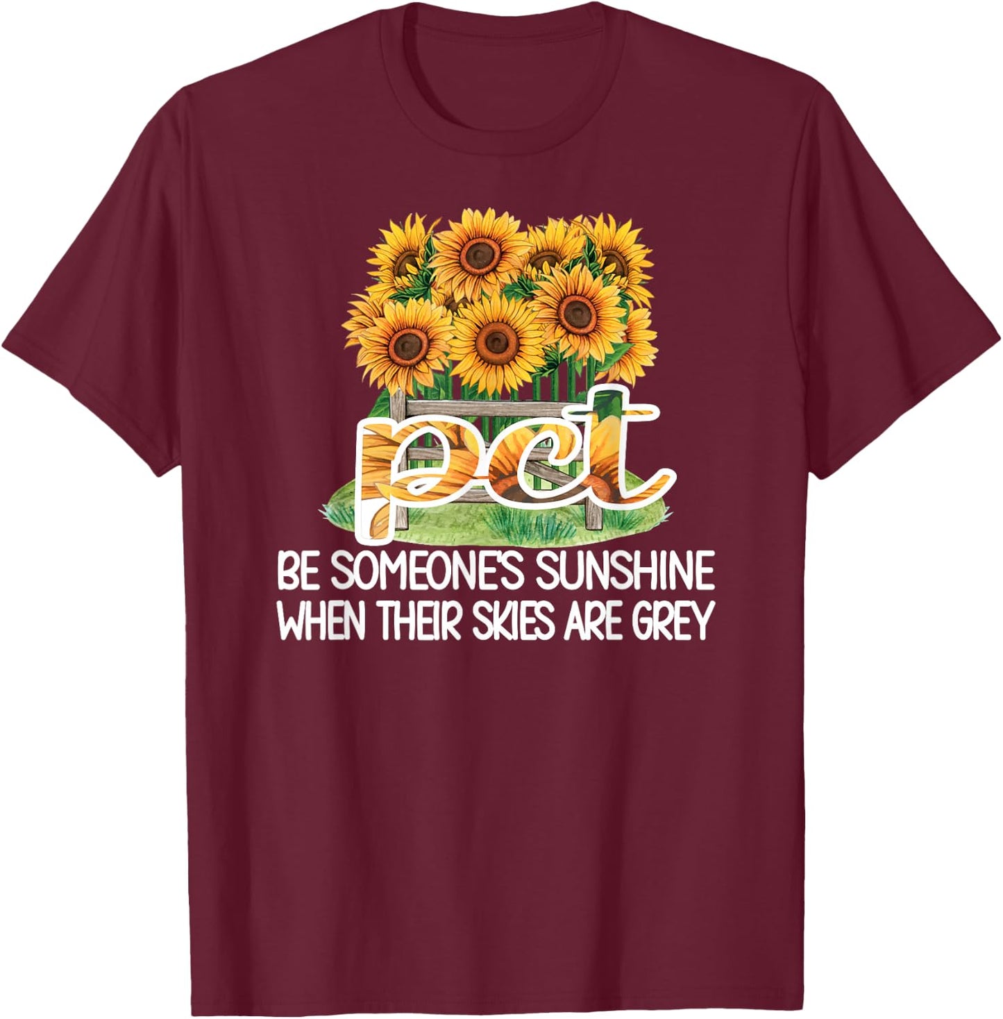 PCT Sunflower Best Patient Care Tech T-Shirt - T-Shirt | Maroon