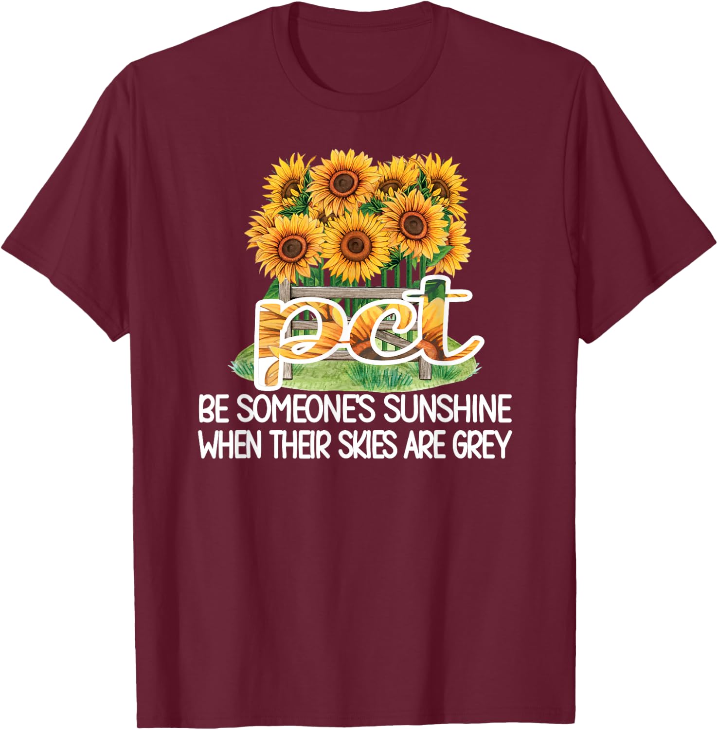 PCT Sunflower Best Patient Care Tech T-Shirt - T-Shirt | Maroon