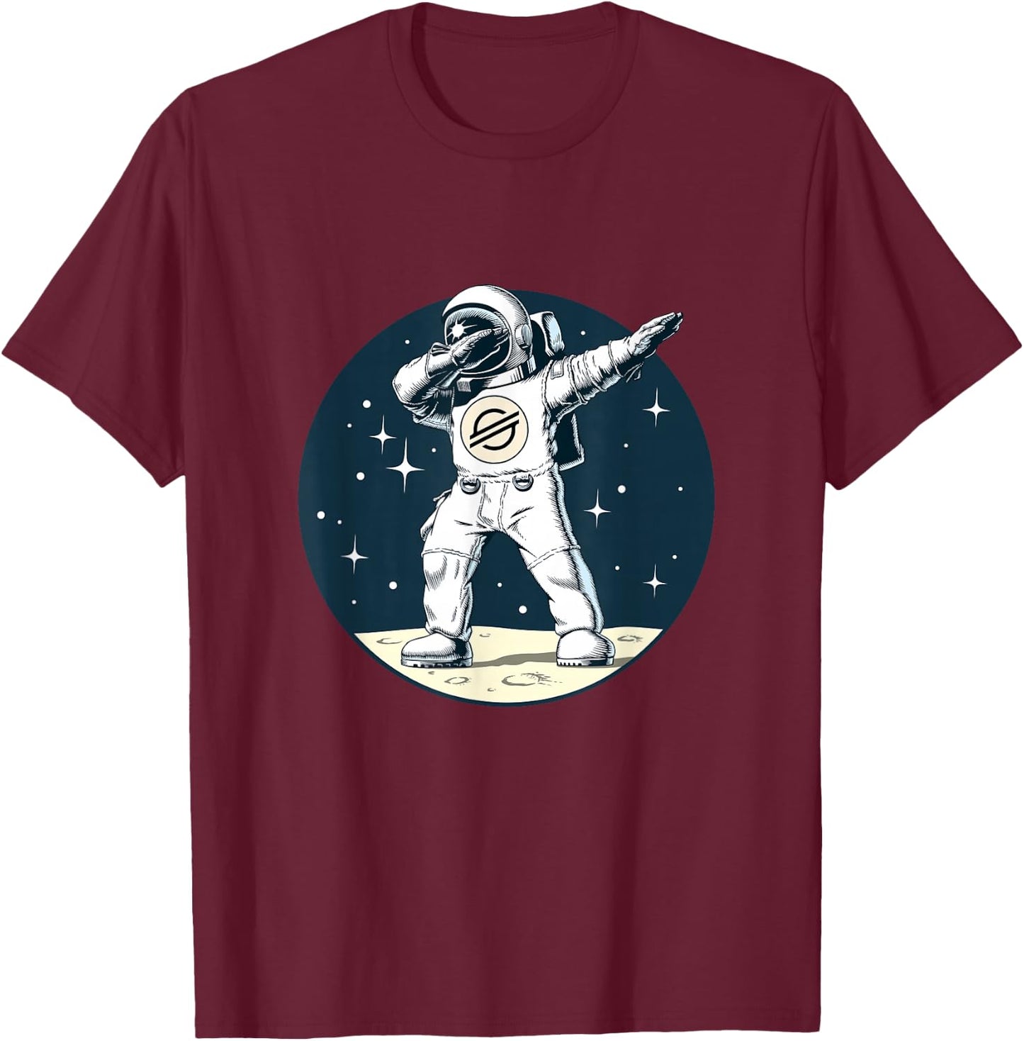Cryptocurrency Talk - Fun XLM Stellar Dabbing Sapce Man T-Shirt - T-Shirt | Maroon