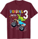 3rd Birthday T Rex Dinosaur Monster Truck Boys and Girls T-Shirt - T-Shirt | Maroon