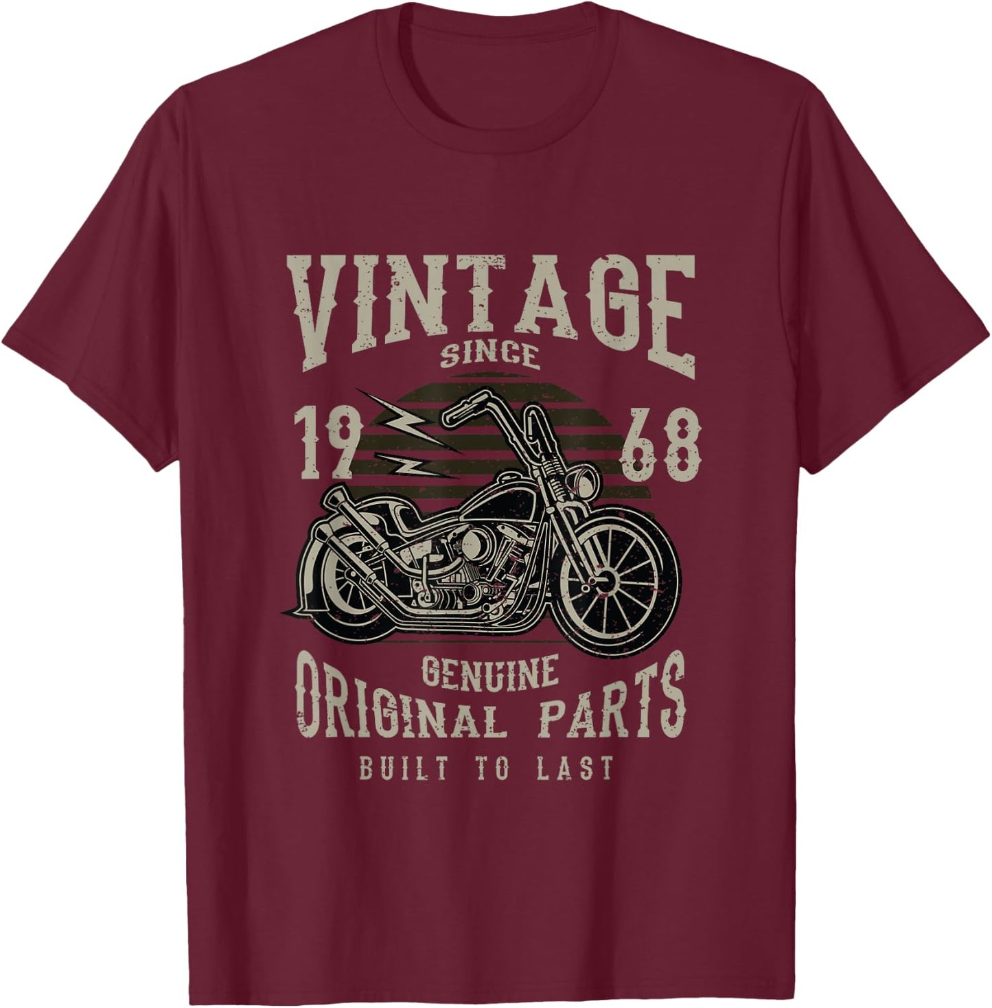 50th Birthday 1968 Vintage Retro Motorcycle Chopper T-Shirt - T-Shirt | Maroon