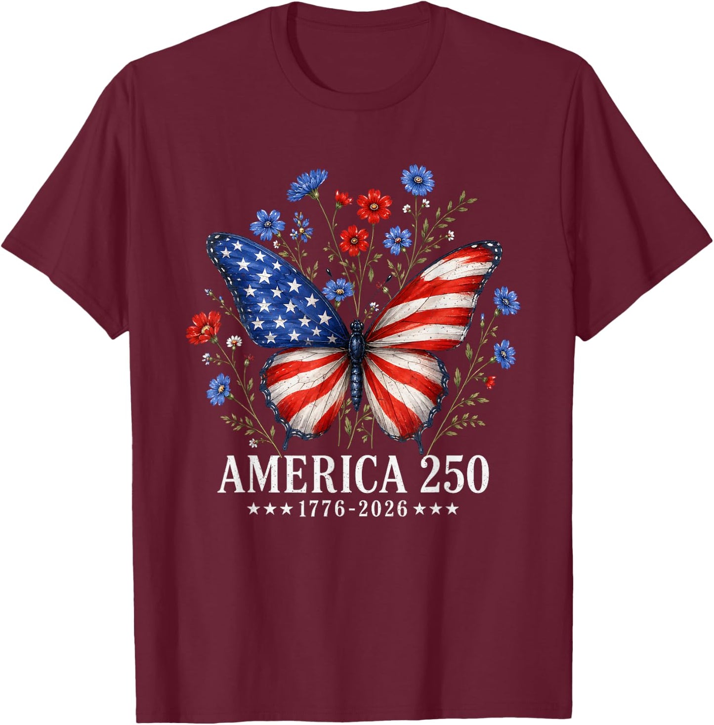 America US Flag 250 1776 2026 250th Anniversary 4th of July T-Shirt - T-Shirt | Maroon