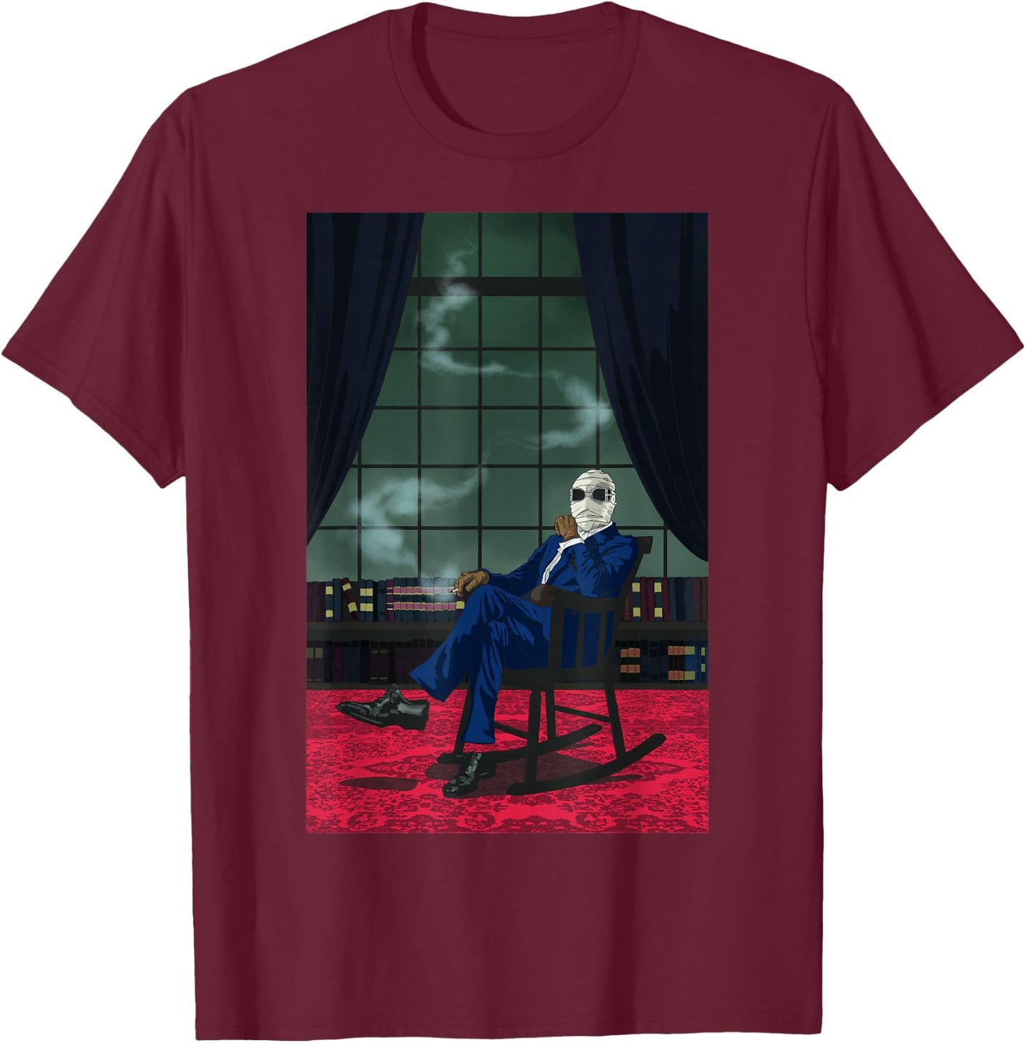 Universal Monsters Invisible Man Chair Portrait T-Shirt - T-Shirt | Maroon
