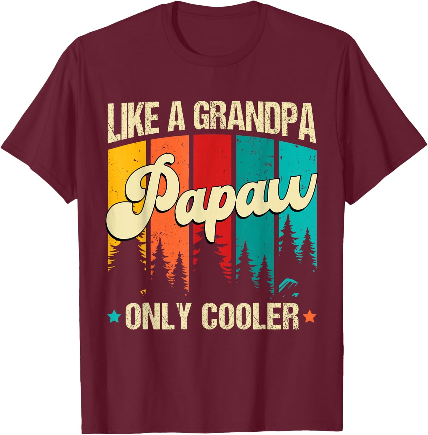 Poppy Like A Grandpa Only Cooler Vintage Men Father's Day T-Shirt - T-Shirt | Maroon