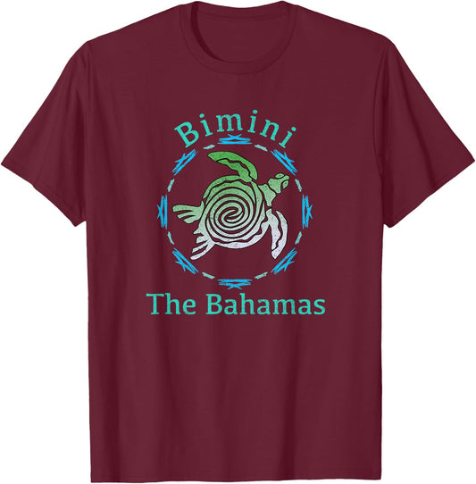 Bimini, The Bahamas Vintage Tribal Turtle Gift T-Shirt - T-Shirt | Maroon