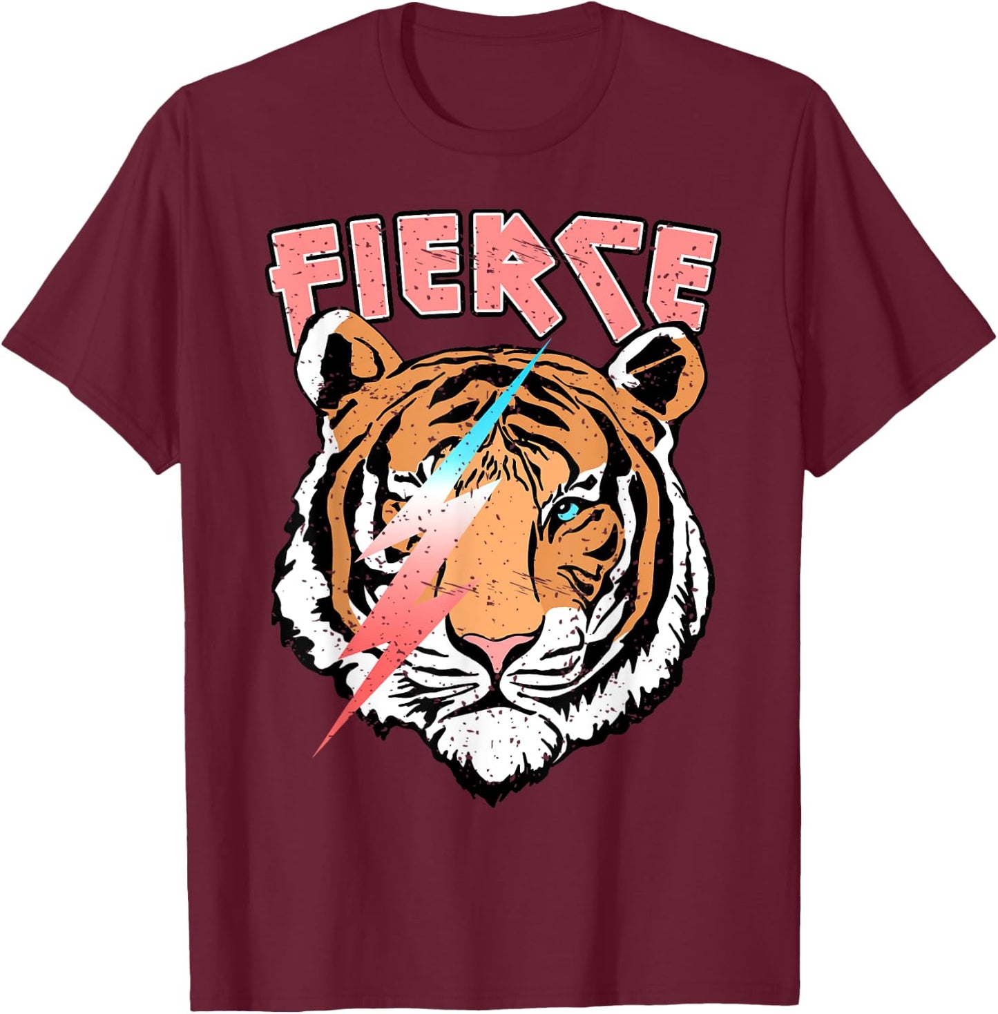 Vintage Retro Fierce Tiger Cool 80's 90's Style Lover Gift T-Shirt - T-Shirt | Maroon