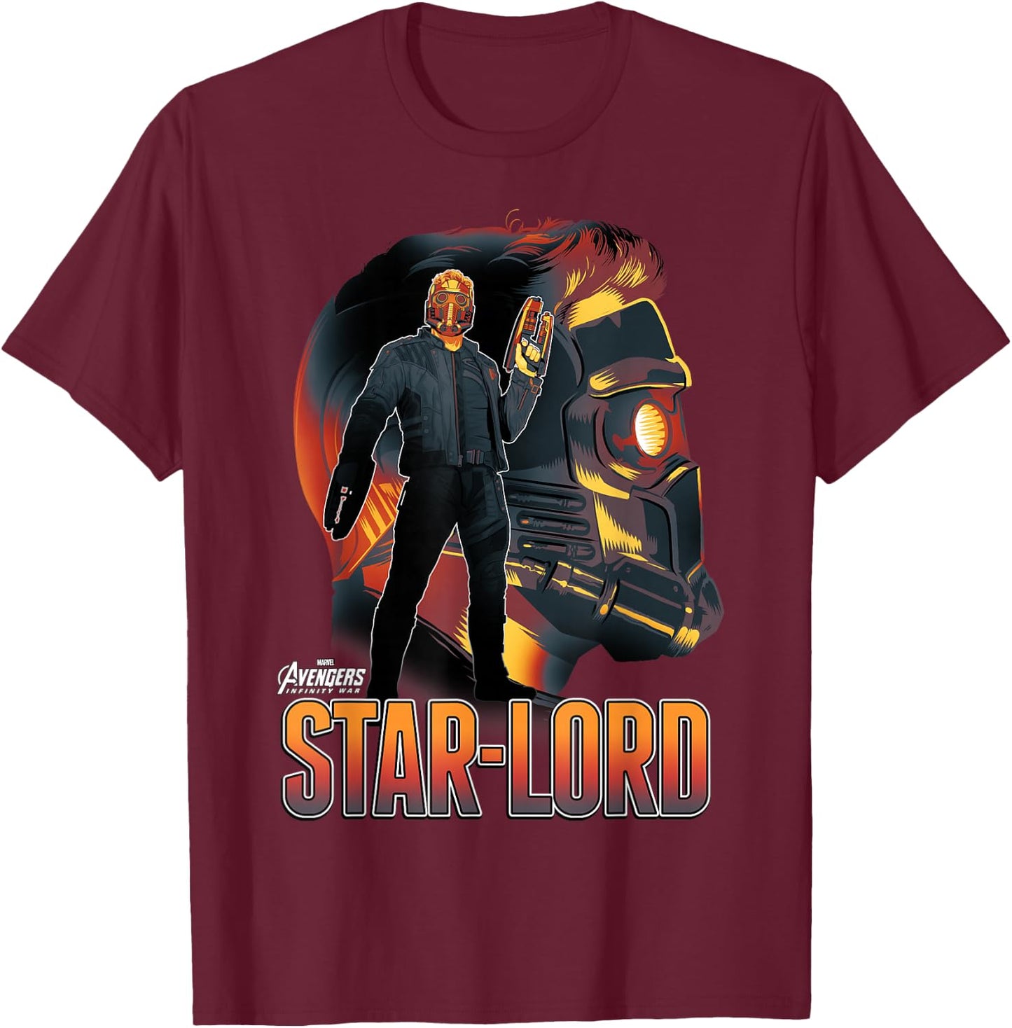 Marvel Infinity War Star-Lord Head Profile Graphic T-Shirt - T-Shirt | Maroon