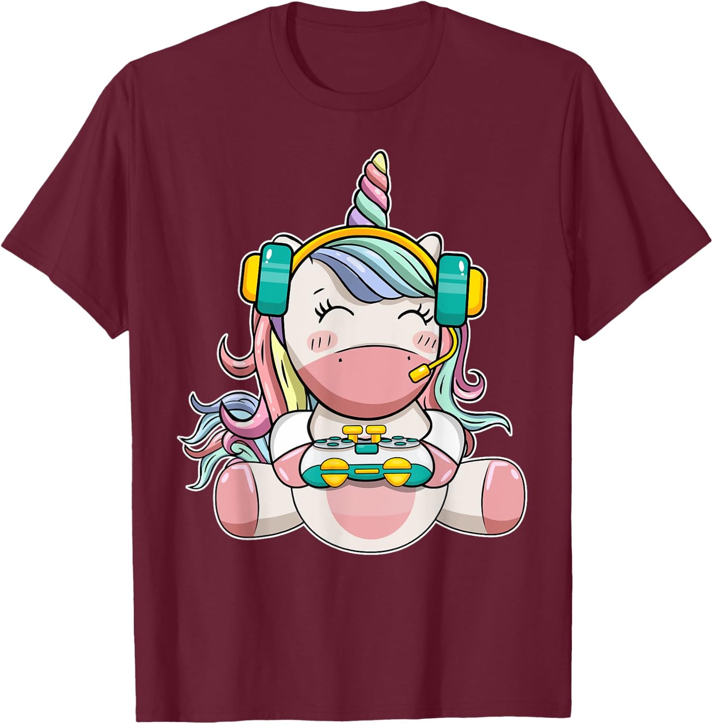 Gamer Girl Unicorn Gaming Cute Video Game Women Girls Teen T-Shirt - T-Shirt | Maroon