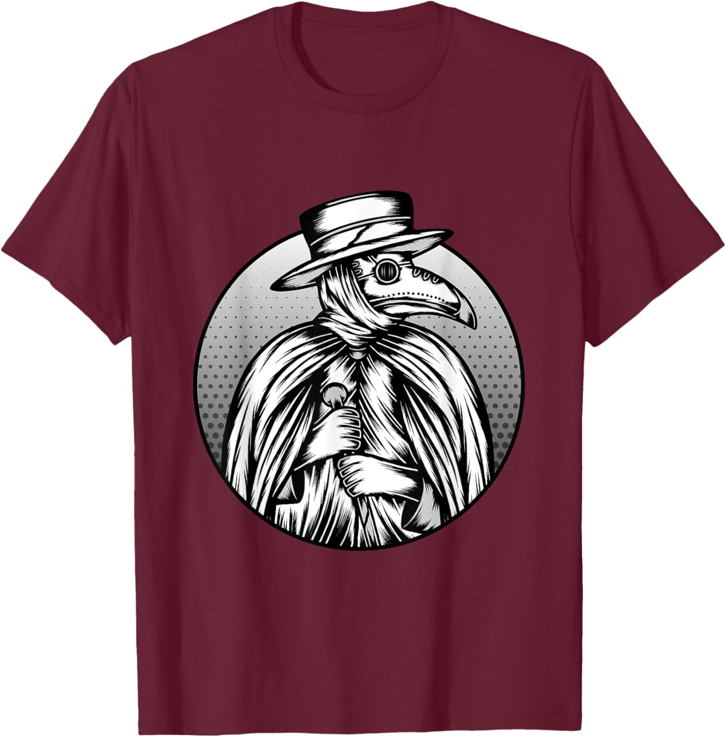 Pest Doctor Plague Doctor Bird Mask Medieval Tarot Scary T-Shirt - T-Shirt | Maroon