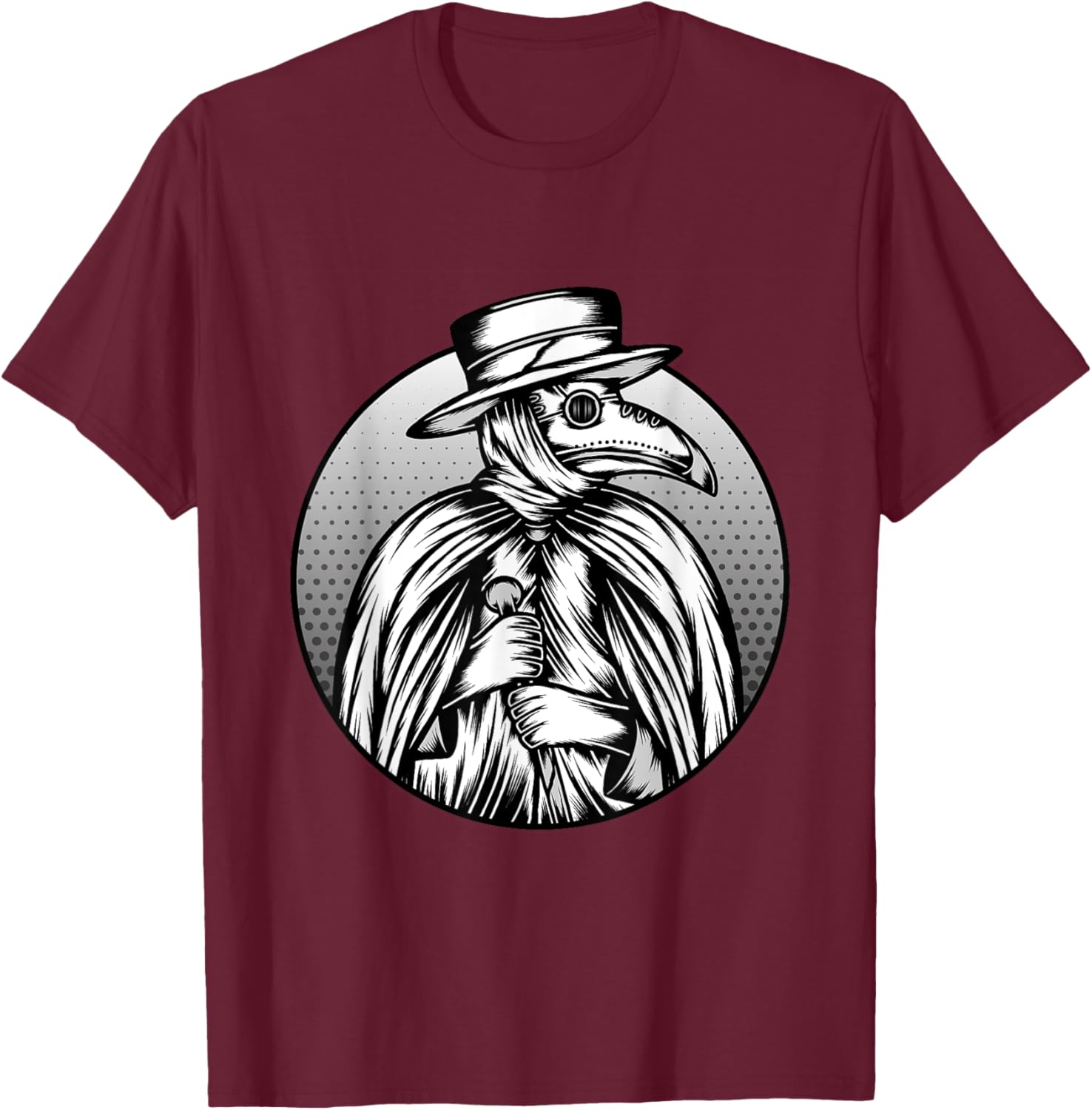 Pest Doctor Plague Doctor Bird Mask Medieval Tarot Scary T-Shirt - T-Shirt | Maroon