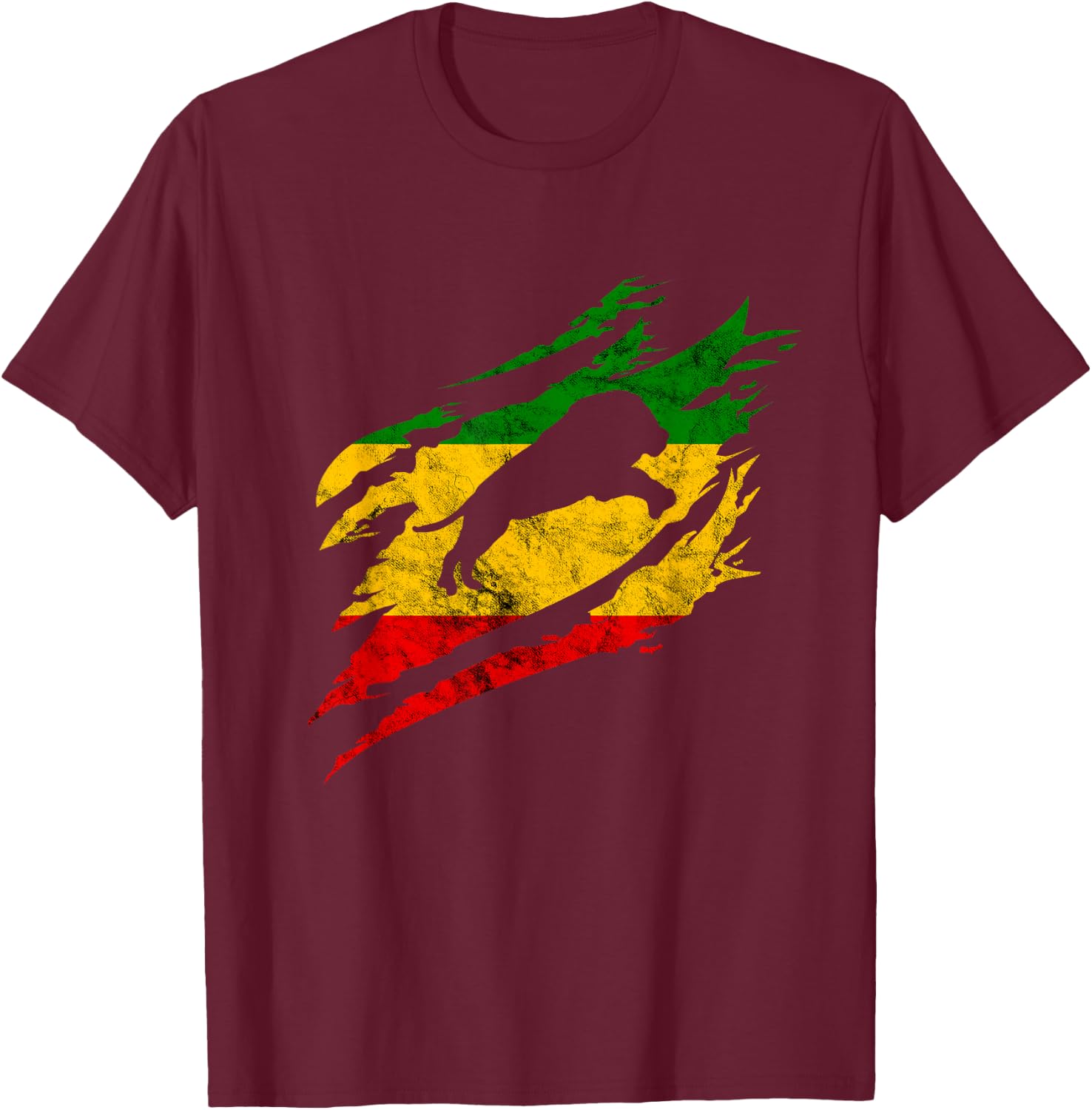 Rasta Reggae Claw Lion Rastafari Roots Reggaeton T-Shirt - T-Shirt | Maroon