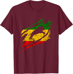 Rasta Reggae Claw Lion Rastafari Roots Reggaeton T-Shirt - T-Shirt | Maroon